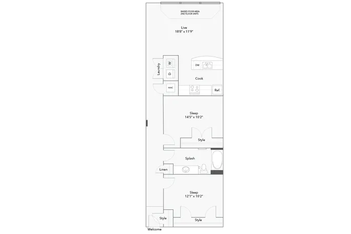 2 BR x 1 BA - C Floorplan - Apartments in Milwaukee, Wisconsin