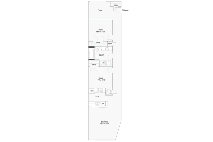 2 BR x 1 BA - D w/Foyer - Income-Restricted (50) Floorplan - Apartments in Milwaukee, Wisconsin