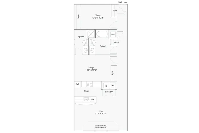 2 BR x 2 BA - B Floorplan - Apartments in Milwaukee, Wisconsin