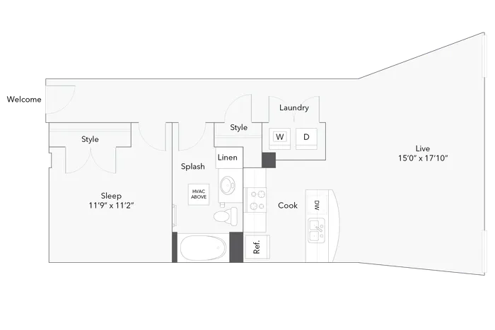 1 BR x 1 BA - A Floorplan - Apartments in Milwaukee, Wisconsin