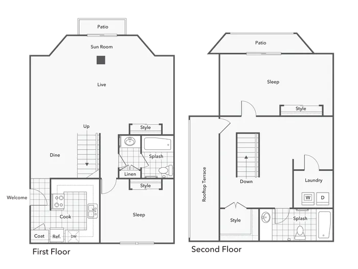 2 BR x 2 BA - Townhome with Washer & Dryer - C Floorplan