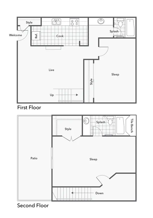 2 BR x 2 BA - Townhome - A Floorplan