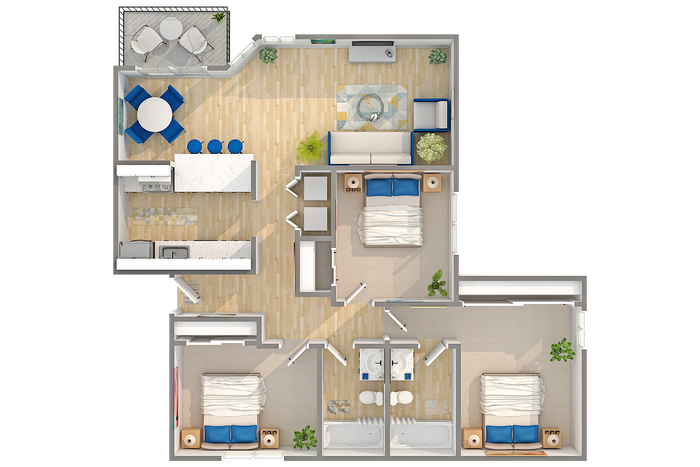 C1 | 3-Bedroom Floorplan