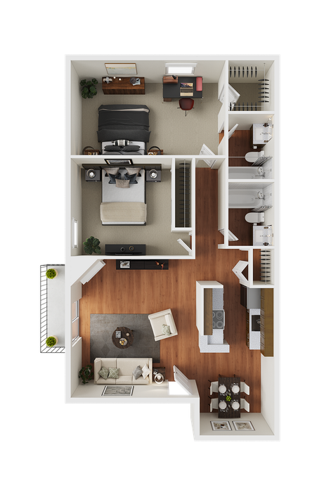 2 BR x 2 BA - A Floorplan - Classic