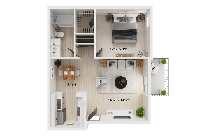 1 BR x 1 BA - C Floorplan Renovated | ReNew Cherry Creek Apartments for Rent in Denver, CO 80231