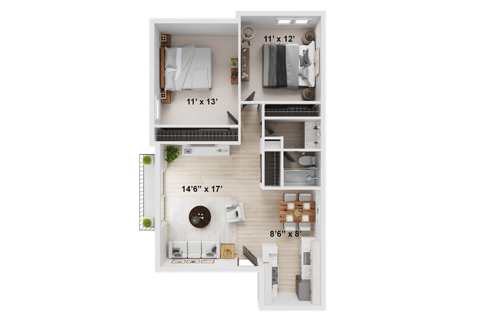 2 BR x 1 BA - A - Renovated Floorplan | ReNew Cherry Creek Apartments for Rent in Denver, CO 80231