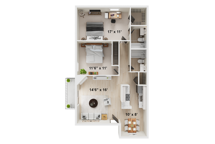 2 BR x 2 BA - A Floorplan Renovated | ReNew Cherry Creek Apartments for Rent in Denver, CO 80231