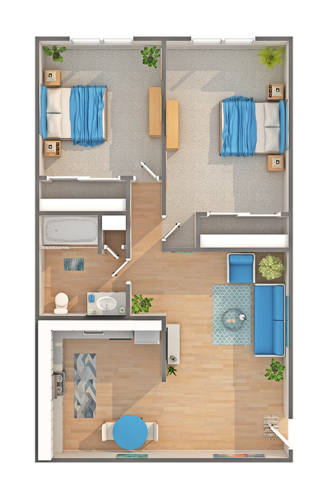 B1-60 | 2-Bedroom Floorplan