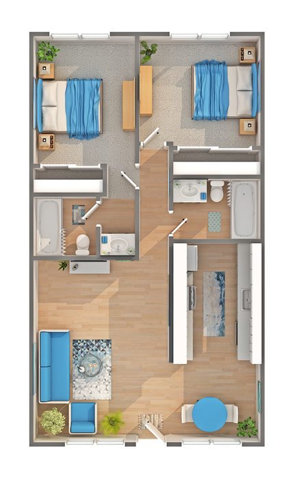 B2R | 2-Bedroom Floorplan