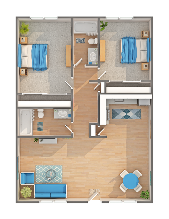 B3R | 2-Bedroom Floorplan