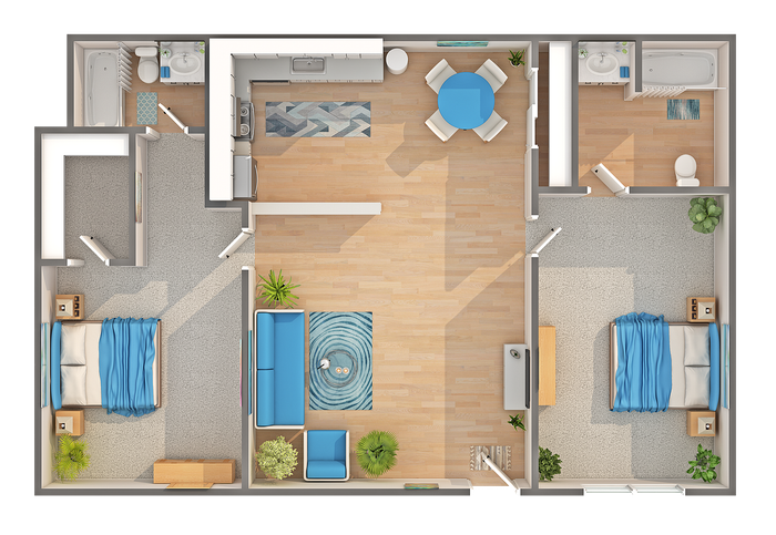 B4-60 | 2-Bedroom Floorplan