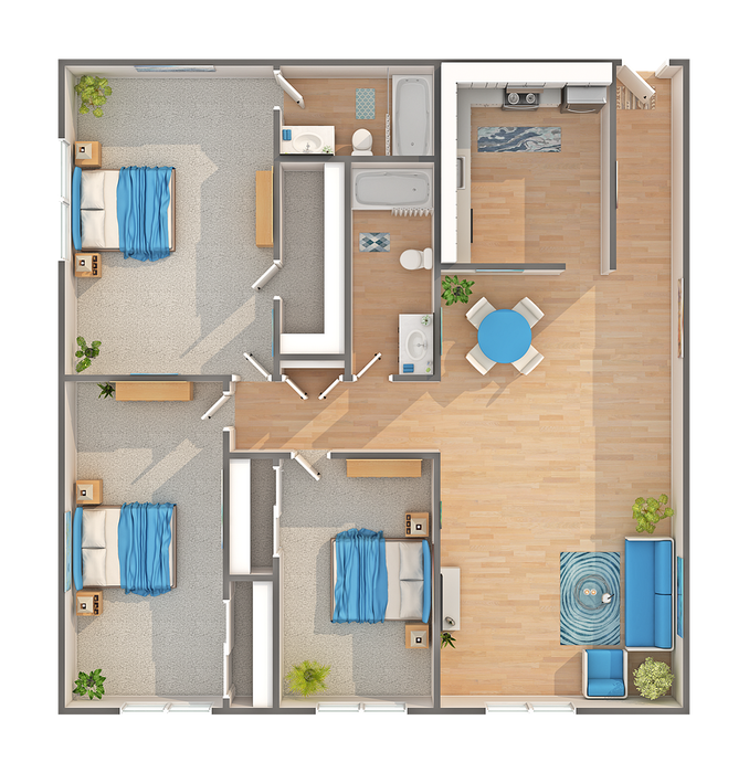 C1 | 3-Bedroom Floorplan