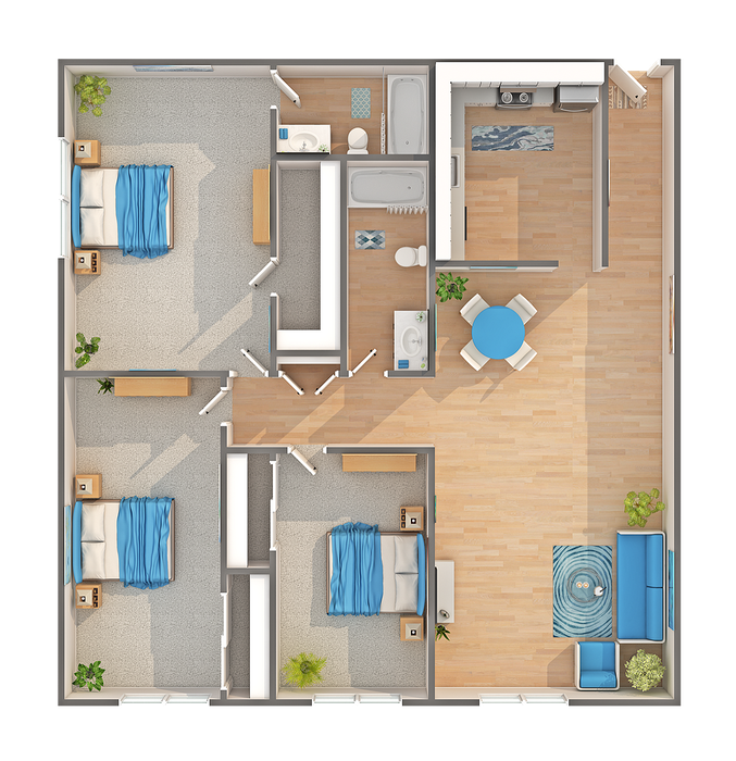 C1-60 | 3-Bedroom Floorplan