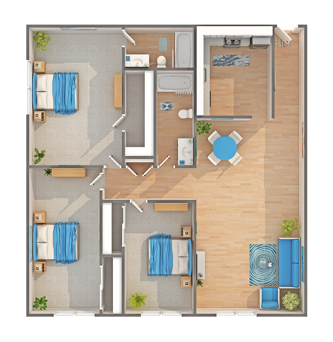 C1R | 3-Bedroom Floorplan