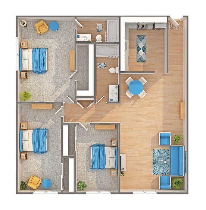 C2 | 3-Bedroom Floorplan