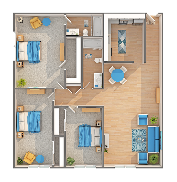 C2-60 | 3-Bedroom Floorplan