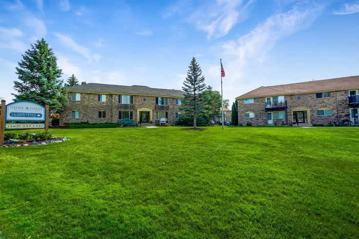 Exterior view of Stone Point Apartments in Menomonee Falls, Wisconsin.
