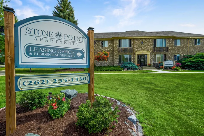 Leasing office exterior at Stone Point Apartments in Menomonee Falls, Wisconsin.