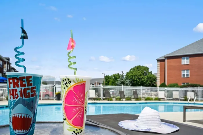 Outdoor swimming pool at Barrington Place Apartments in Madison, Wisconsin for seasonal relaxation and recreation.