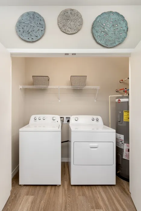 In-unit washer and dryer at High Bluff Townhomes in Grafton, Wisconsin for resident convenience.