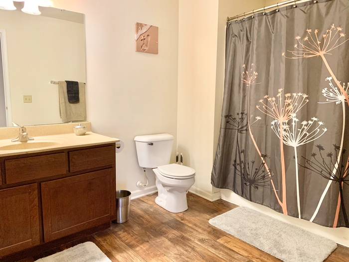 Bathroom at Barrington Place Apartments in Madison, Wisconsin with clean finishes and functional layout.