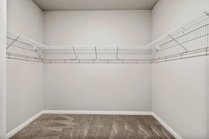Walk-in closet at The 85 at Maple Grove providing ample storage in townhome residences.