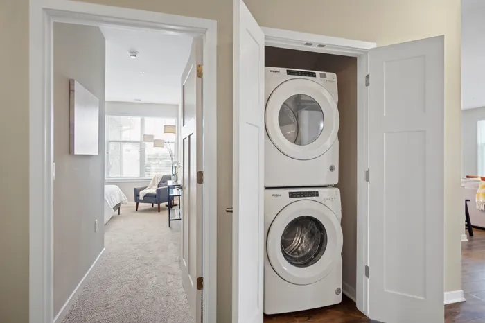 In-unit washer and dryer at Seasons at North Aurora Apartments in North Aurora, Illinois for everyday convenience.