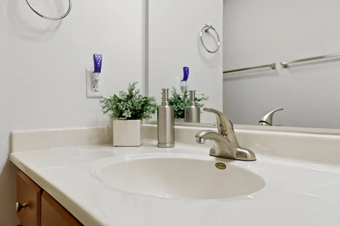 Apartment bathroom at Arbor Lakes Apartments in Middleton, Wisconsin.