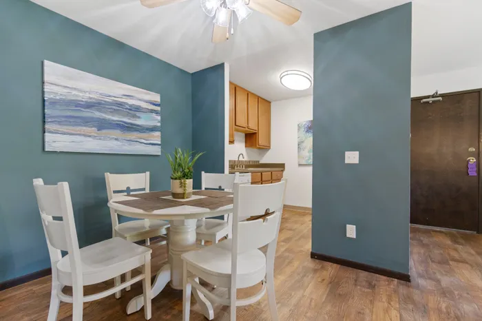 Dining area inside an apartment home at Arbor Lakes Apartments in Middleton, Wisconsin.