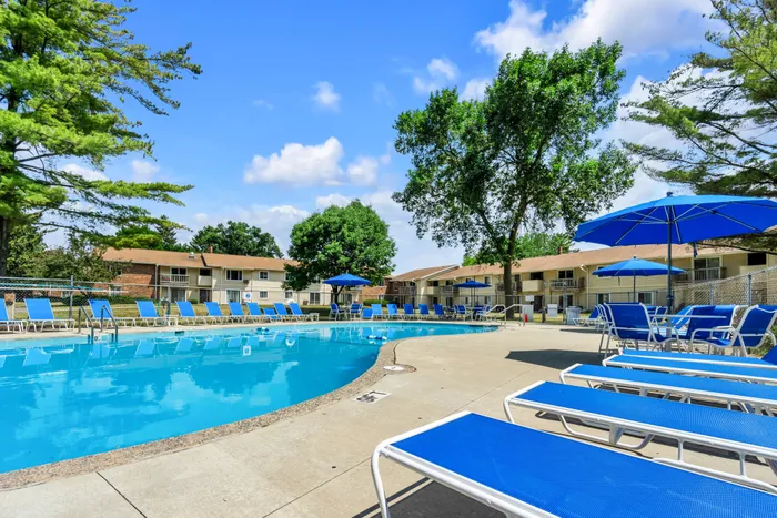 Outdoor swimming pool at Arbor Lakes Apartments in Middleton, Wisconsin, available for resident use.