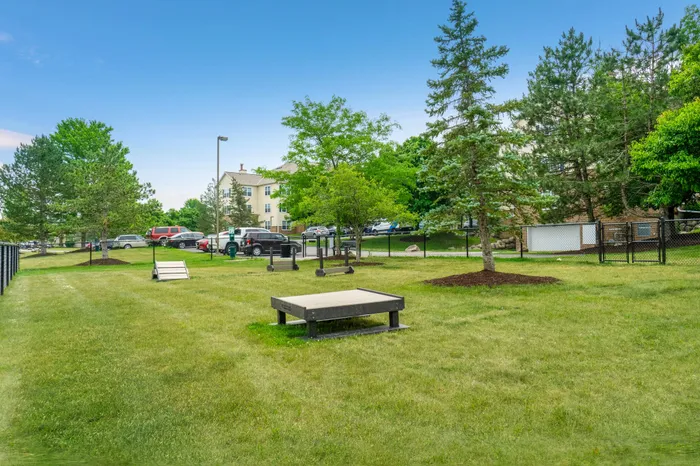 On-site dog park at Riverwood Apartments in Kenosha, Wisconsin offering open space for pets.