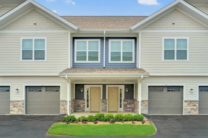 Exterior view of apartment buildings at High Bluff at Creekwood Crossing in Menomonee Falls, Wisconsin.