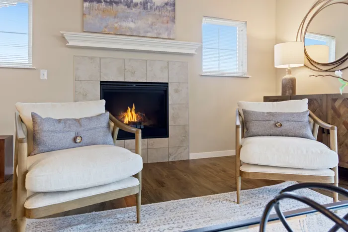Living room at High Bluff at Creekwood Crossing in Menomonee Falls, Wisconsin, offering open and comfortable living space.