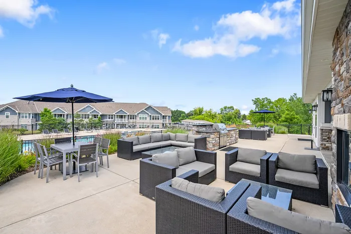Outdoor lounge area at Drexel Ridge Apartments in Oak Creek, Wisconsin designed for resident gatherings.