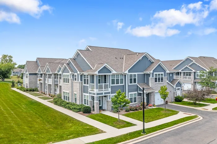 Exterior view of apartment buildings at Drexel Ridge Apartments in Oak Creek, Wisconsin.