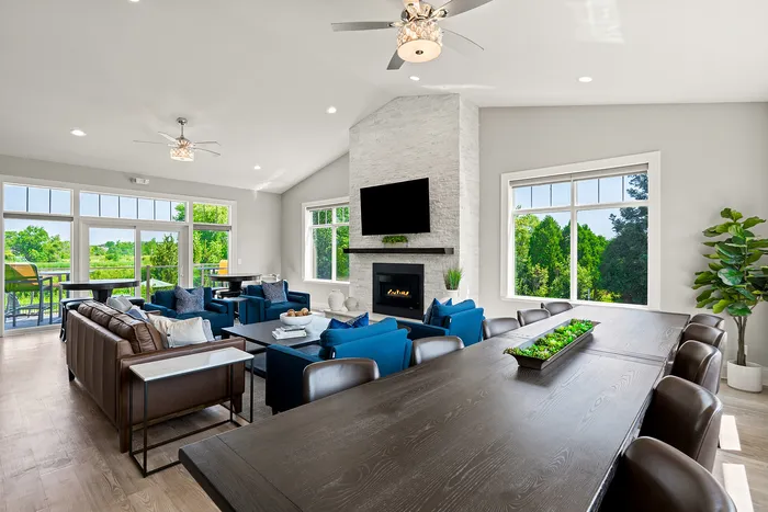 Interior clubhouse space at Saddlebrook Apartments in Pewaukee, Wisconsin for resident use.