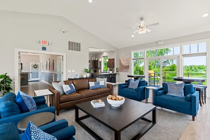 Interior clubhouse space at Saddlebrook Apartments in Pewaukee, Wisconsin for resident use.