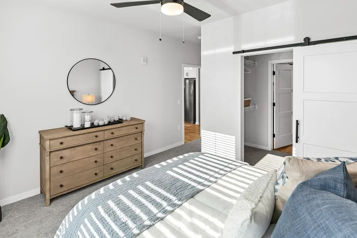 Designer model apartment interiors with modern finishes at Apex at Verona in Verona, WI