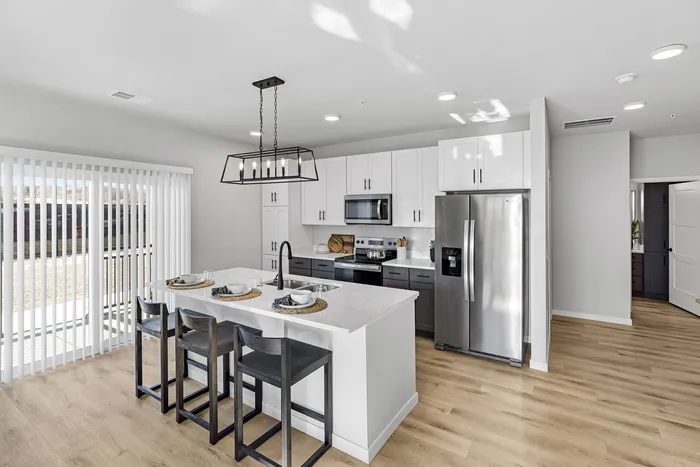 Designer model apartment interiors with modern finishes at Apex at Verona in Verona, WI