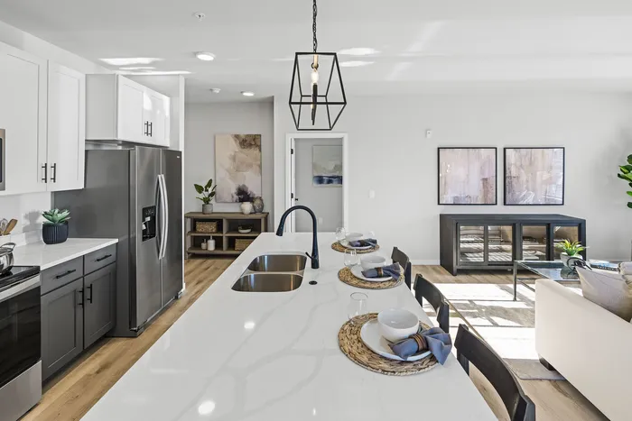 Designer model apartment interiors with modern finishes at Apex at Verona in Verona, WI