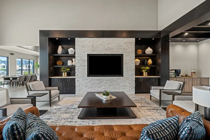 Interior clubhouse space at Seasons at Elgin Apartments in Elgin, Illinois for resident use.