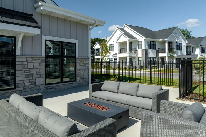 Outdoor gas firepit at Seasons at Elgin Apartments in Elgin, Illinois.