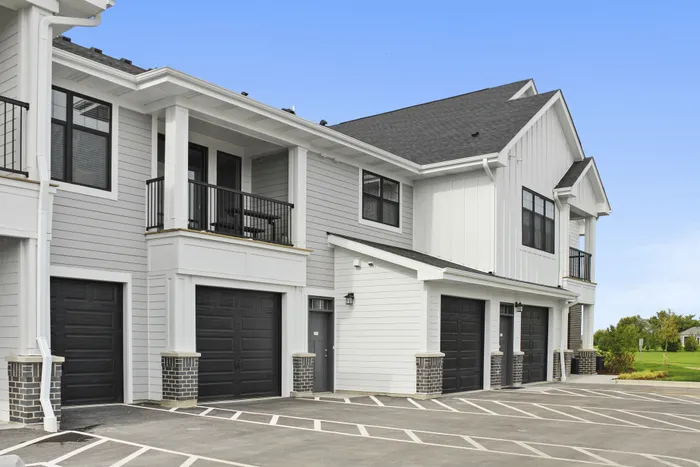 Exterior view of resident apartment buildings at Seasons at Elgin Apartments in Elgin, Illinois.
