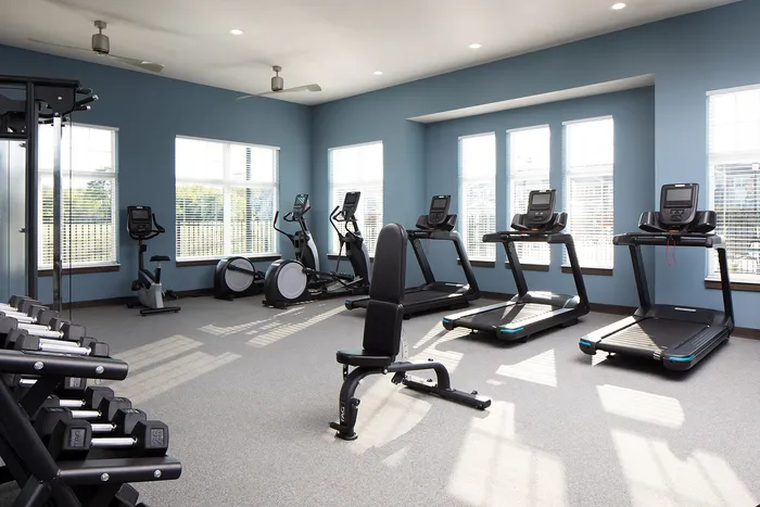 Fitness center at Seasons at Elgin Apartments in Elgin, Illinois equipped for resident workouts.