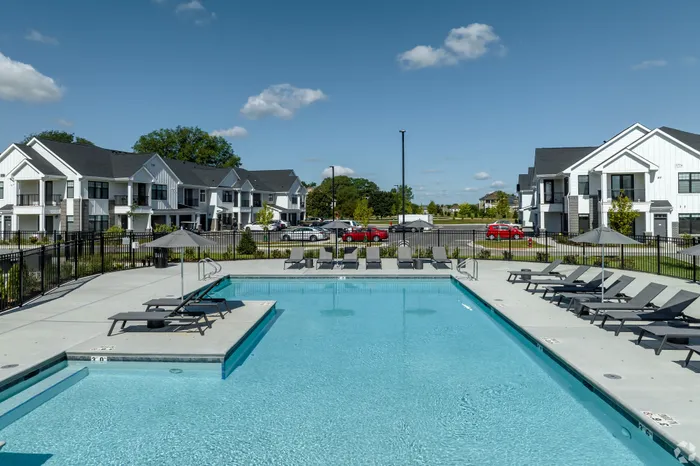 Resort-style swimming pool at Seasons at Elgin Apartments in Elgin, Illinois.