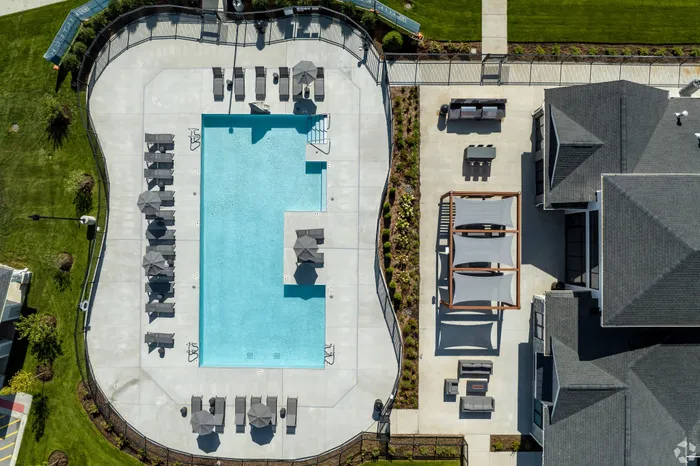 Resort-style swimming pool at Seasons at Elgin Apartments in Elgin, Illinois.