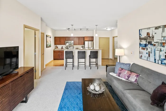 Living room at The Woodlands at North Hills with open layouts and space for everyday living.