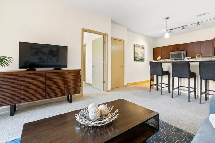 Living room at The Woodlands at North Hills with open layouts and space for everyday living.
