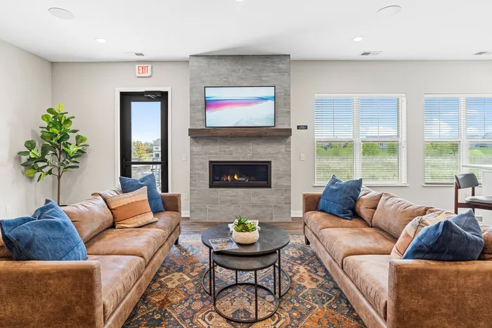 Clubhouse at High Bluff Townhomes in Grafton, Wisconsin offering shared indoor amenities for residents.