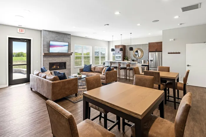 Clubhouse at High Bluff Townhomes in Grafton, Wisconsin offering shared indoor amenities for residents.